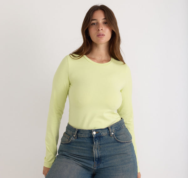 organic basics Everyday Regular Long Sleeve Tee Elderflower Green
