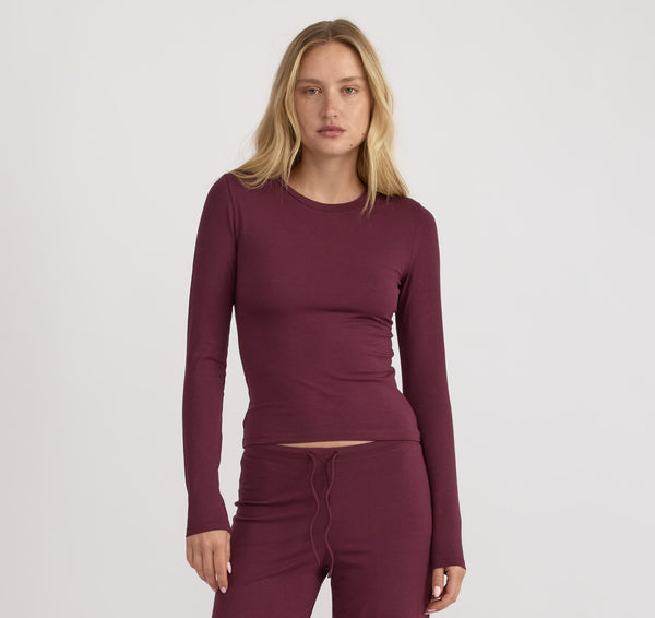 Organic Basics Everyday Regular Long Sleeve Tee Plum
