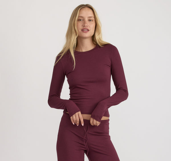 organic basics Everyday Regular Long Sleeve Tee Plum