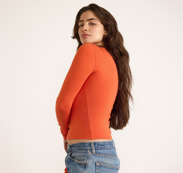 Organic Basics Everyday Regular Long Sleeve Tee Tangerine