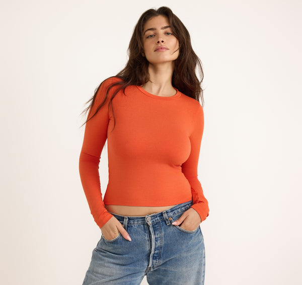 organic basics Everyday Regular Long Sleeve Tee Tangerine