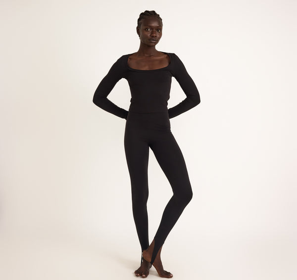 Organic Basics Everyday Scoop Neck Long Sleeve Tee Black