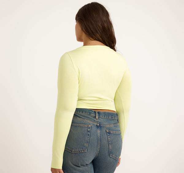 Organic Basics Everyday Scoop Neck Long Sleeve Tee Elderflower Green