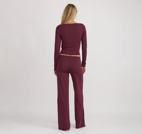 Organic Basics Everyday Scoop Neck Long Sleeve Tee Plum