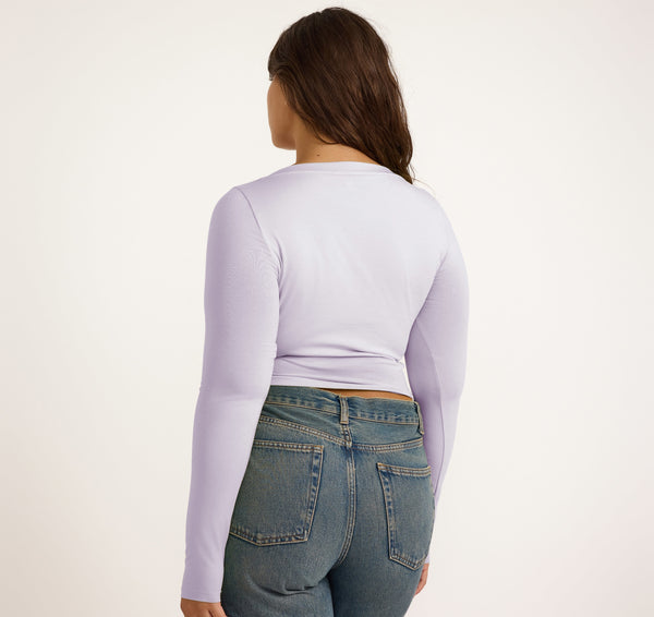 Organic Basics Everyday Scoop Neck Long Sleeve Tee Soft Lilac