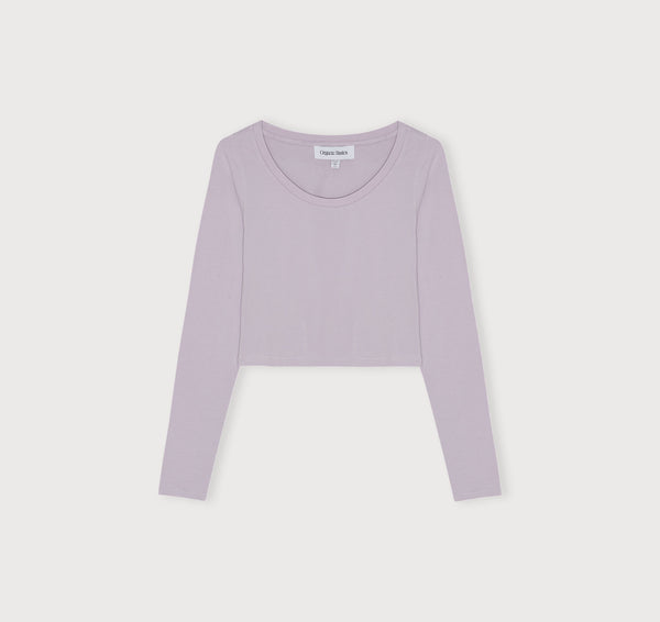 Organic Basics Everyday Scoop Neck Long Sleeve Tee Soft Lilac