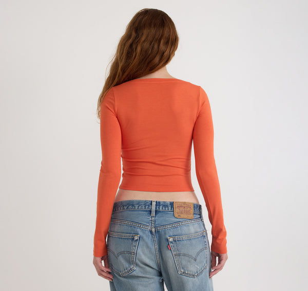 Organic Basics Everyday Scoop Neck Long Sleeve Tee Tangerine
