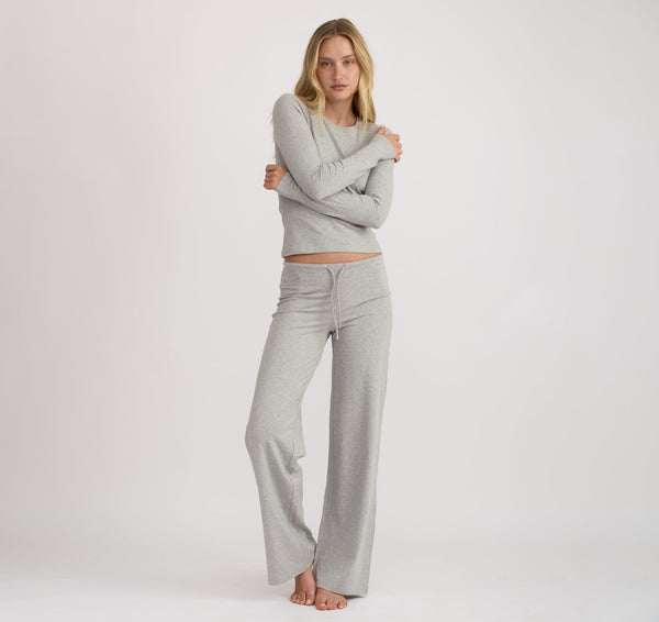 Organic Basics Everyday Straight Leg Pants Grey Melange