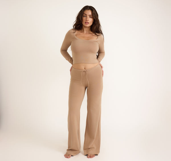 organic basics Everyday Straight Leg Pants Hazelnut