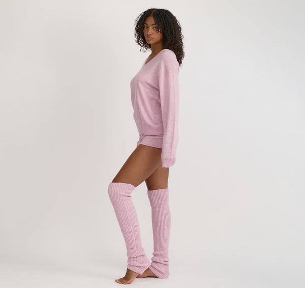 Organic Basics Fine Knit V-Neck Sweater Lavender Mist