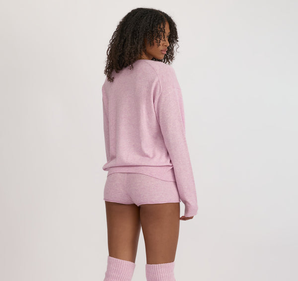 Organic Basics Fine Knit V-Neck Sweater Lavender Mist