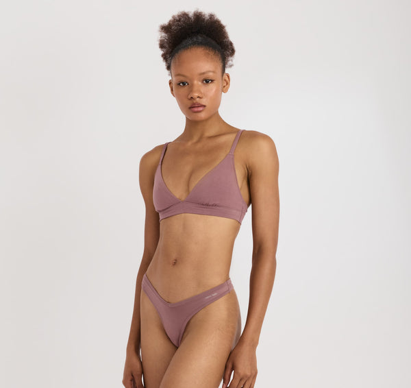 Organic Basics Flex Triangle Bralette 2-Pack Rose Wood