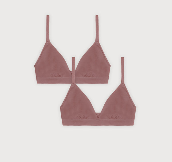 organic basics Flex Triangle Bralette 2-Pack Rose Wood