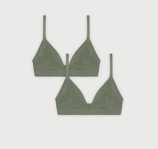 organic basics Flex Triangle Bralette 2-Pack Seaweed