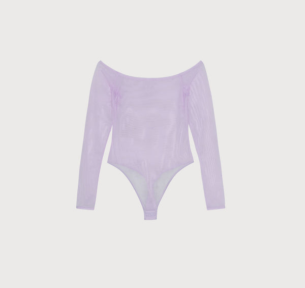 Organic Basics Mesh Off-Shoulder Bodysuit Soft Lilac
