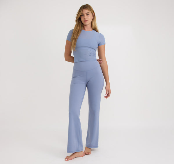 organic basics Active Flare Leggings Misty Blue