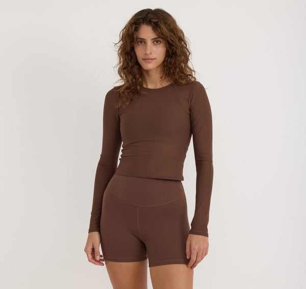 organic basics Active Mesh Long Sleeve Tee Walnut