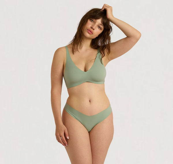 organic basics Bare Plunge Bralette Sage