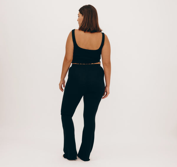 Organic Basics Core Bold Rib Ruched Tank Top Black