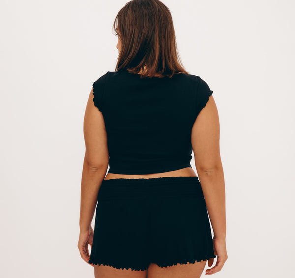 Organic Basics Core Bold Rib Ruched Tee Black