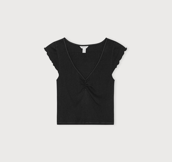 Organic Basics Core Bold Rib Ruched Tee Black