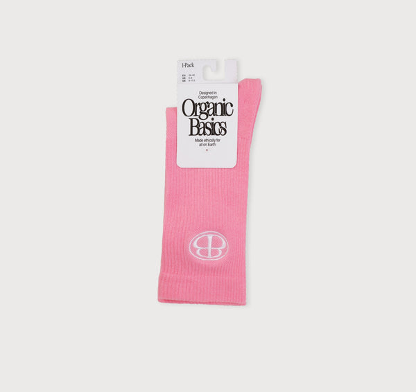 organic basics Core Butterfly Crew Rib Socks Pink