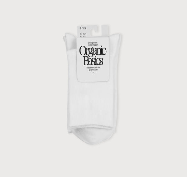 organic basics Core Crew Rib Socks 3-Pack White