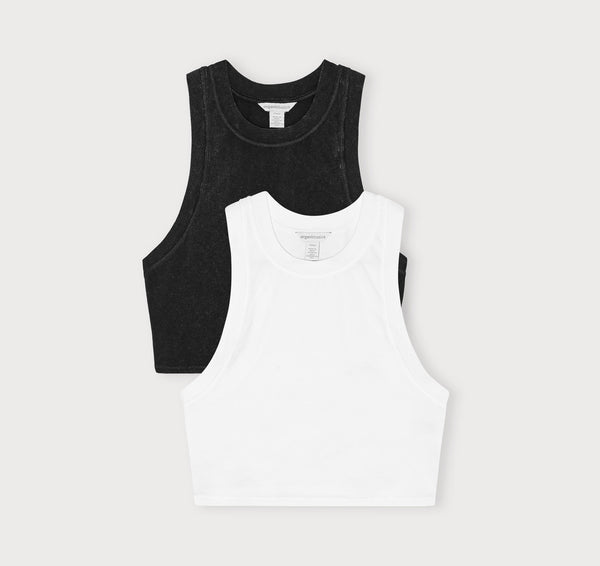 organic basics Core Crop Tank Top 2-Pack Black