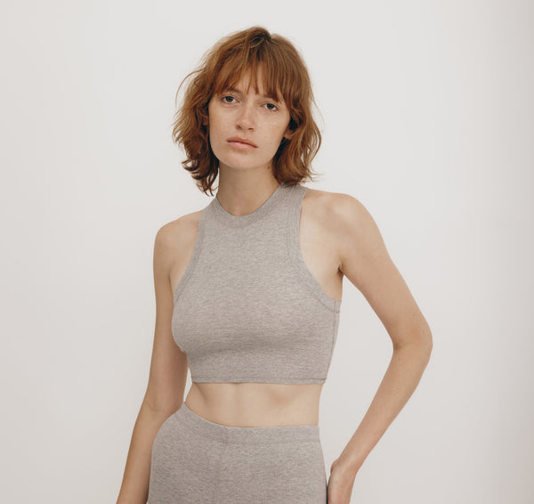 Organic Basics Core Crop Tank Top Grey Melange