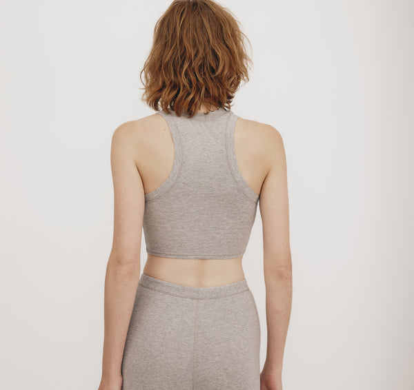 Organic Basics Core Crop Tank Top Grey Melange