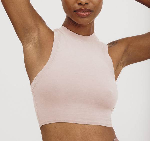 Organic Basics Core Crop Tank Top Muted Misty Rose