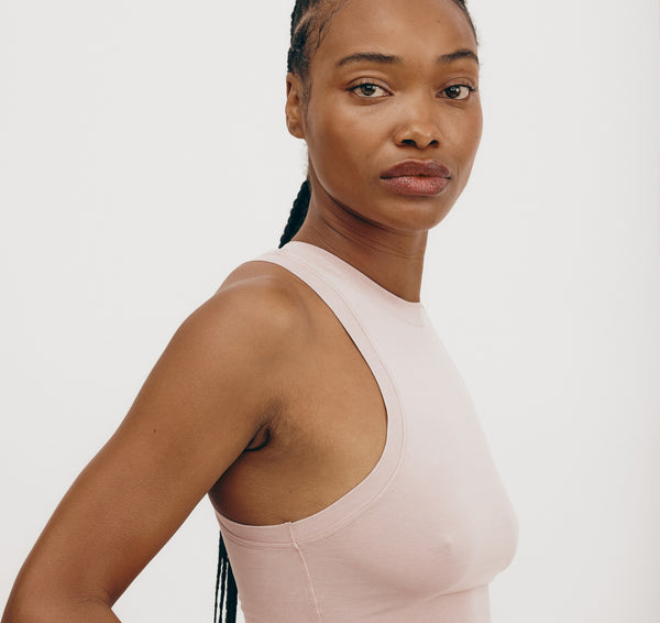 Organic Basics Core Crop Tank Top Muted Misty Rose