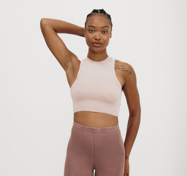 organic basics Core Crop Tank Top Muted Misty Rose