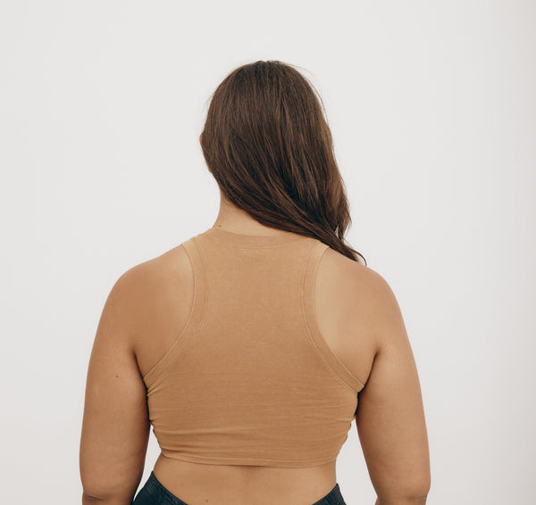 Organic Basics Core Crop Tank Top Muted Ocher