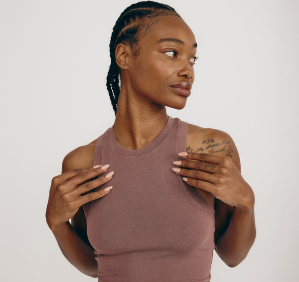 Organic Basics Core Crop Tank Top Muted Rose Wood