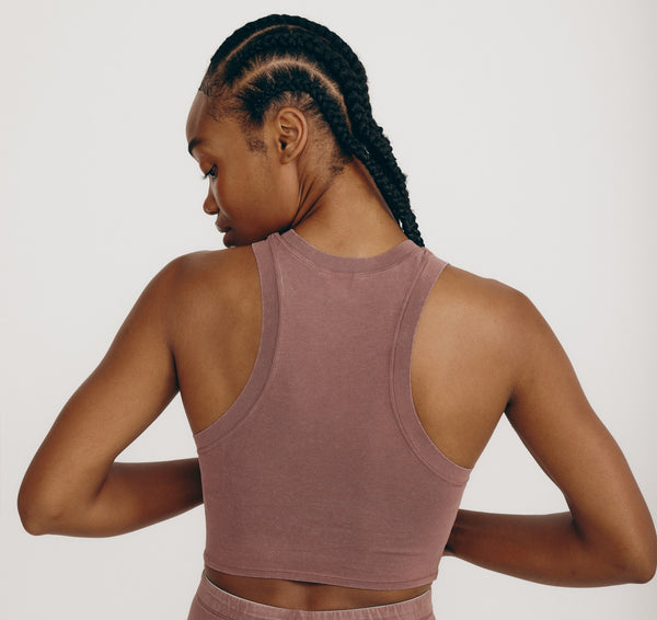 Organic Basics Core Crop Tank Top Muted Rose Wood