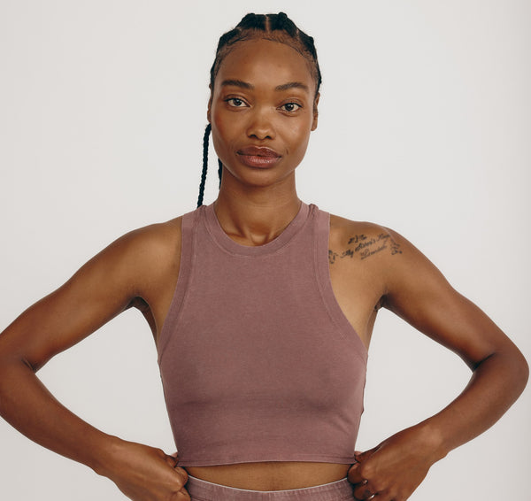 organic basics Core Crop Tank Top Muted Rose Wood