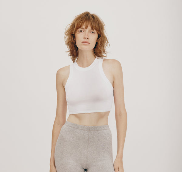 organic basics Core Crop Tank Top White