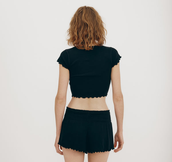 Organic Basics Core Extend Rib Dip Baby Tee Black