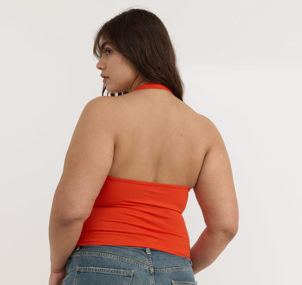 Organic Basics Core Halter Top Vibrant Red
