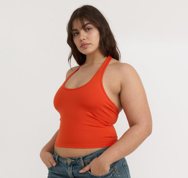 organic basics Core Halter Top Vibrant Red