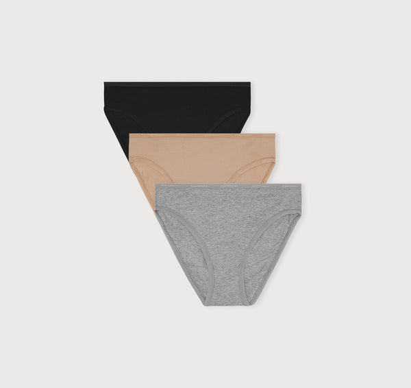 organic basics Core High-Leg Briefs 3-Pack Black