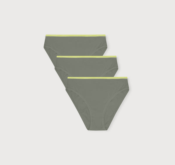 organic basics Core High-Leg Briefs 3-Pack Seaweed