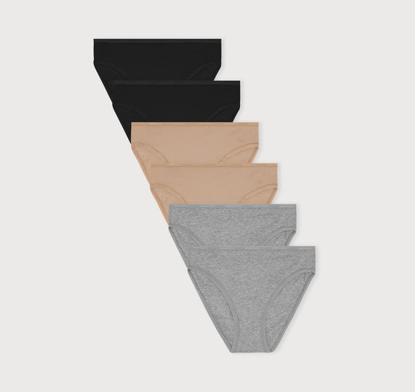 organic basics Core High-Leg Briefs 6-Pack Black