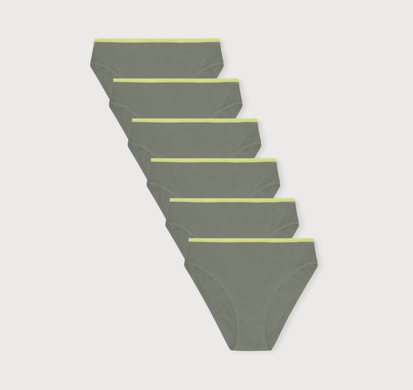 organic basics Core High-Leg Briefs 6-Pack Seaweed