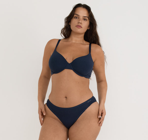 organic basics Core High-Leg Briefs Deep Navy