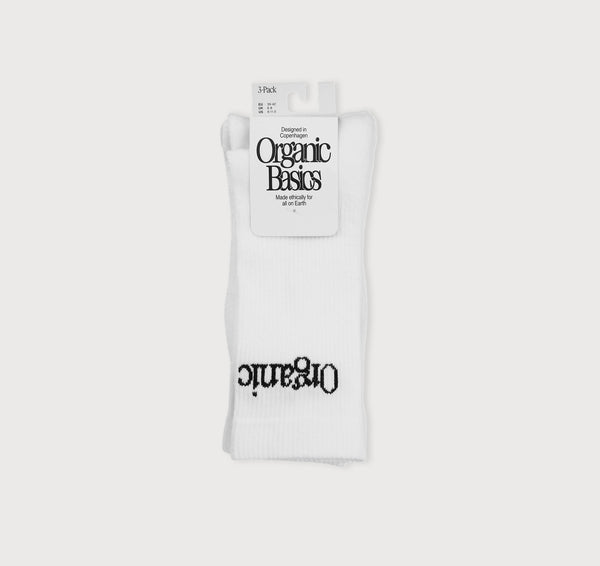 organic basics Core Logo Crew Socks 3-Pack White