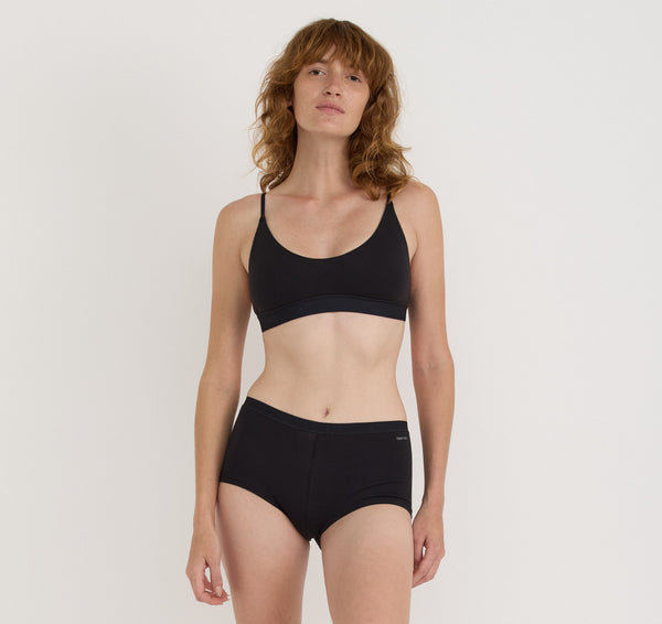 organic basics Core Open Back Scoop Bralette Black