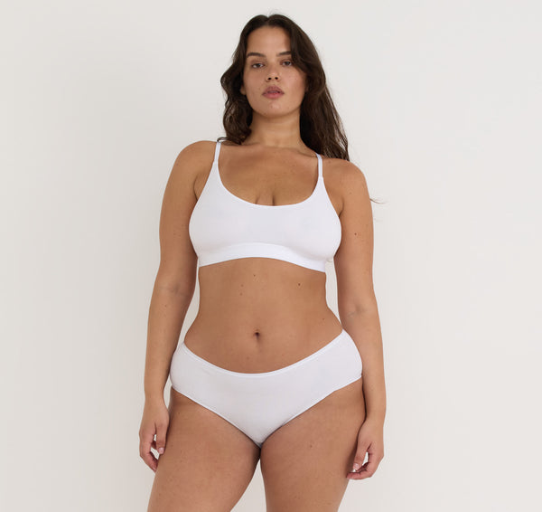 organic basics Core Open Back Scoop Bralette White