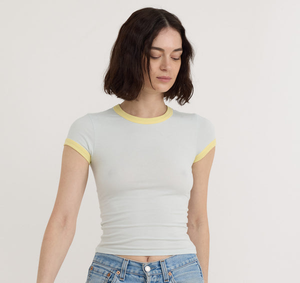 organic basics Core Play Baby Ringer Tee Dewdrop